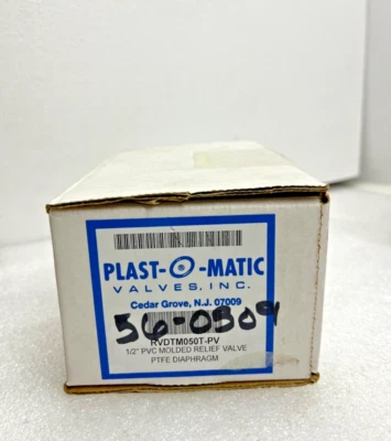 New NIB PLAST-O-MATIC RVDTM050T-PV Adjustable Relief Valve 1/2 In 100 psi - Image 1 of 2