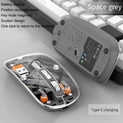 Stylish Transparent Mouse with Rechargeable Battery and Adjustable DPI - Image 1 of 4
