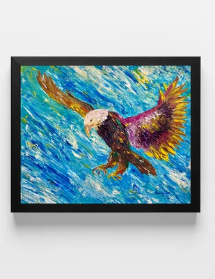 瓜哈多原版新表现主义鹰俯冲14X17纸签名艺术 — 第 1/4 张图片