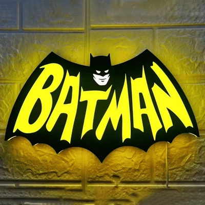 Vintage Batman 3D Printed LED Lightbox Sign Wall Art Decorative Fan Cave - Image 1 of 4