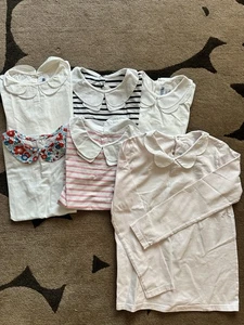 6 Sets Of Jacadi Girl Size 12 Scalloped Collar Shirts In Excellent Condition - Picture 1 of 13