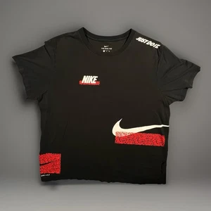 Nike Dri-Fit Just Do It Graphic T-Shirt Mens XXL Black Red Swoosh Short Sleeve - Picture 1 of 10