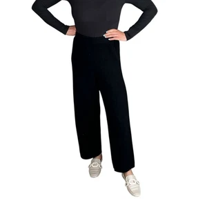 Pantalones KILTE negros lavables de cachemir de pierna ancha para mujer talla mediana recortados - Imagen 1 de 11