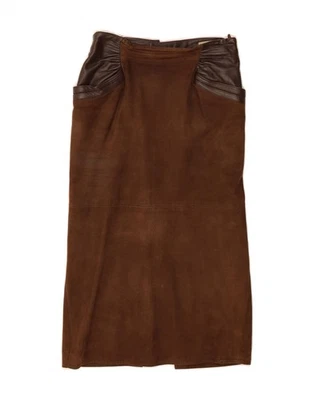 VINTAGE Womens Suede Skirt US 4 Small W26  Brown DB33 - Image 1 of 3