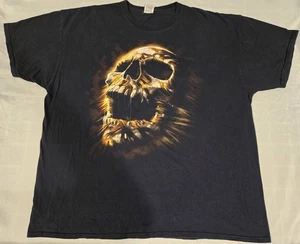 Vintage Y2K Skull Skeleton T-Shirt Size 2XL Grunge Skull Black - Picture 1 of 8