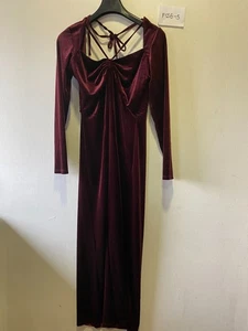 MONSOON Burgundy Velvet Evening Midi Dress UK 12 (FSS6-5) - Picture 1 of 4