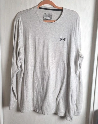 Camiseta Under Armour XL manga longa cinza macia casual confortável ao ar livre  - Imagem 1 de 4