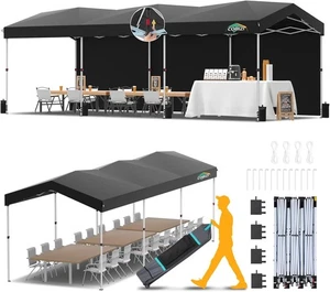COBIZI 10'x30' Pop Up Canopy Waterproof Tent with One Button Push Center Lock - Picture 1 of 29