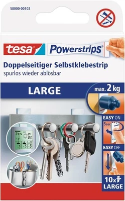 tesa Powerstrips Large Doppelseitige Klebestreifen Halteleistung 2kg 10Stk - Bild 1 von 4