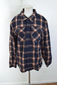 Icon Upstate Flannel Jacket Mens Medium Blue Orange Plaid D3O Cordura Moto Shirt - Picture 1 of 7