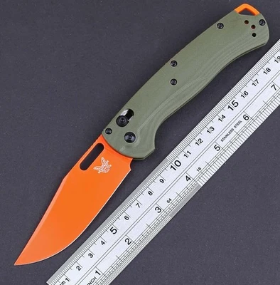 Cuchillo Plegable Exterior Bolsillo EDC Verde Mango G10 Bloqueo Eje Hoja Color Naranja Foto 1 de 4