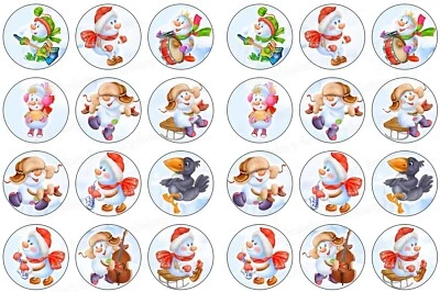 Schneemann eßbar Torten-Bild-Aufleger Party Deko Muffin Cupcake Weihnachten Keks - Bild 1 von 4