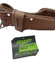 AWP LARGE LEATHER WORK BELT FITS UP YO 50" INCH - METAL ROLLER BUCKLE  Father's  - Picture 1 of 5
