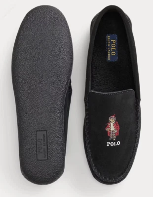 12 Ralph Lauren Polo EN CAJA Brennan Bear Hombres Zapatillas Zapatos Gamuza Negro Mocasín Foto 1 de 2