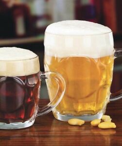 Dimpled Beer Tankard Britannia PINT Glass set of 2 - 600ML