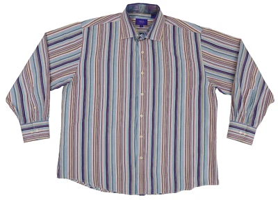 Tallia Button Front Contrasting Cuffs Striped Casual Shirt Sz XL - Image 1 of 4