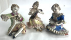 Vtg Set of 3 Porcelain Hand Painted Victorian Musical Figurines Thames Mandolin