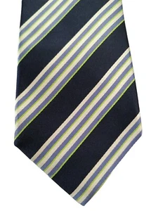 Isaia Napoli Seide marineblau, weiß, grün gestreift 61/3,75 - Bild 1 von 7