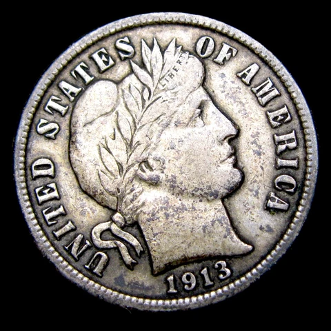 1913 Barber Dime Silver ---- Nice US Coin ---- #AA869 Cover