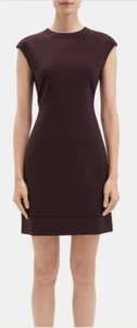 NEW! Theory Embroidered Shift Dress in Merlot/Black Crepe- Size 8 - Picture 1 of 3