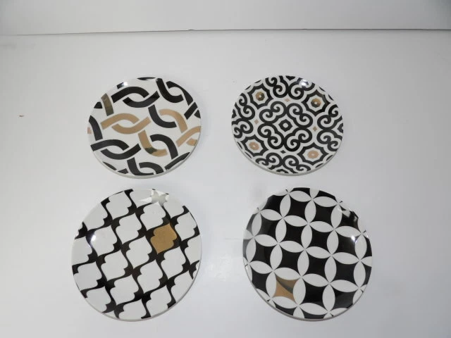 Pai Set of 4 DESIGNER Dessert China Plates Embellished 14k Gold Gift Idea Macys