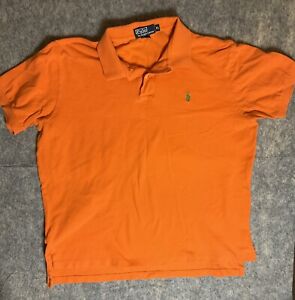 Polo Ralph Lauren Mens Polo Shirt XL Orange Green Pony Casual