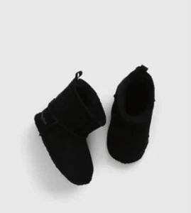 Baby GAP Sherpa Lined Boots Booties, Black, Size 3-6 Months, NEW - Picture 1 of 7