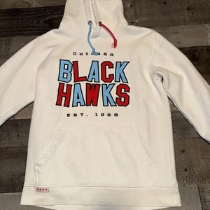 Vintage Chicago Blackhawks Hockey Sweater Mens Small Script Windy City Hoodie - Picture 1 of 15