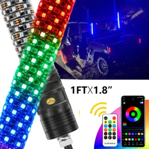 2X Espiral RGB 1FT LED Iluminación Plana Antena Látigo Control Remoto Para Can Am Honda Yamaha - Imagen 1 de 13