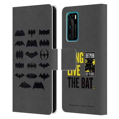 OFFICIAL BATMAN DC COMICS LOGOS LEATHER BOOK WALLET CASE COVER FOR HUAWEI PHONES - Image 1 of 4