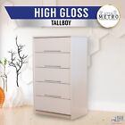 Bedroom Storage High Gloss White Mdf Tallboy Dresser 5 Chest Of Drawers Cabinet