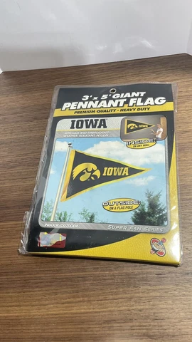NCAA Iowa Hawkeyes Giant Pennant Flag 3’ x 5’ Party Animal Inc. Indoor/Outdoor Cover