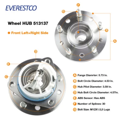 Set(2) Front Wheel Hub Bearing Assembly For Pontiac Grand Am Chevrolet Classic - Image 1 of 4