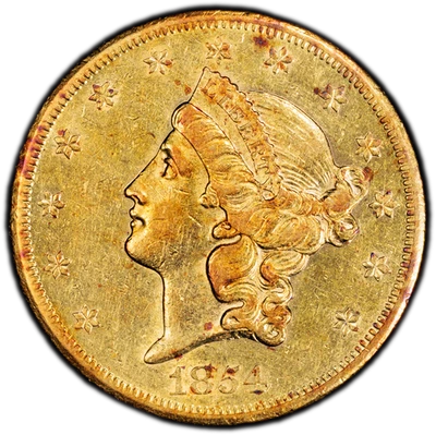 1854-S Liberty Double Eagle Type 1 $20 PCGS Cleaned-AU Details - Image 1 of 3