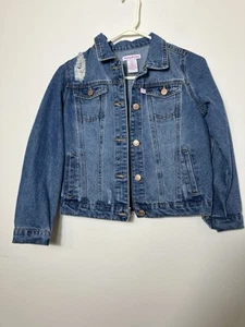 tommy bahama Jean Jacket Mid Wash Button Front Girls 12 Western Preppy - Picture 1 of 6