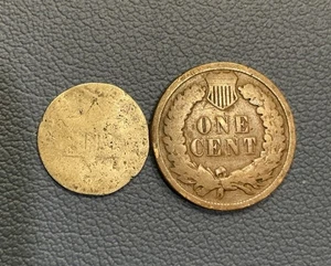 U.S. Coin Lot - 3¢ Silver Trime – Three Cent Coin And 1882 Indian Head Cent - Picture 1 of 2