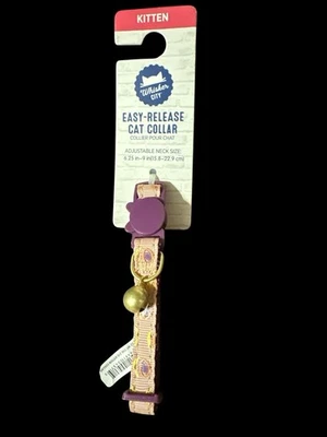 Whisker City Collar Gatito Gato Fácil Liberación Rosa/Púrpura 6.2-9" con Campana de Tintillón Foto 1 de 4