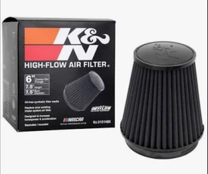 K&N RU-3101HBK DRYFLOW Air Filter Round Tapered 6" Flange ID X 7.5in Base OD NEW - Picture 1 of 3
