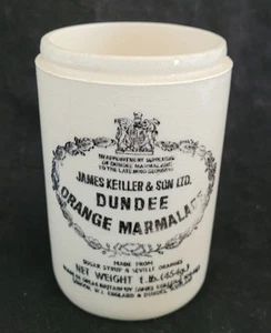 Vtg James Keiller & Son Ltd. Dundee Orange Marmalade 1 lb. Ironstone Stoneware - Picture 1 of 9
