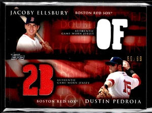 DUSTIN PEDROIA JACOBY ELLSBURY 2009 TOPPS MEJOR CAMISETA DUAL DE LA CARRERA/99🔥 RED SOX - Imagen 1 de 2