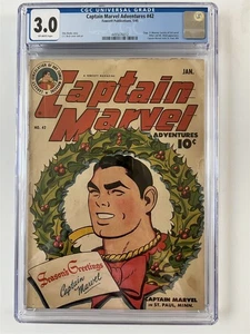 CAPTAIN MARVEL ADVENTURES #42 FAWCETT GOLDEN AGE CGC 3.0 ¡APLICACIÓN HITLER GRADUADA! - Imagen 1 de 2