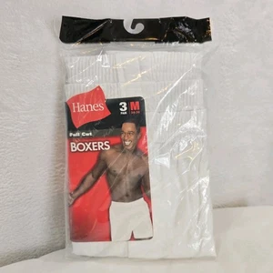 2003 Vintage Hanes Medium (34-36) White Full Cut Boxers 3 Pack NOS Sealed - Picture 1 of 7
