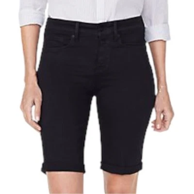 NYDJ Briella Black Denim Roll Cuff Snap Fly Long Bermuda Shorts Women’s Size 00 - Image 1 of 4