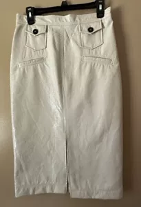 Alexa Chung Midi Pencil Skirt in White Cream Faux Leather Size 10 - Picture 1 of 10
