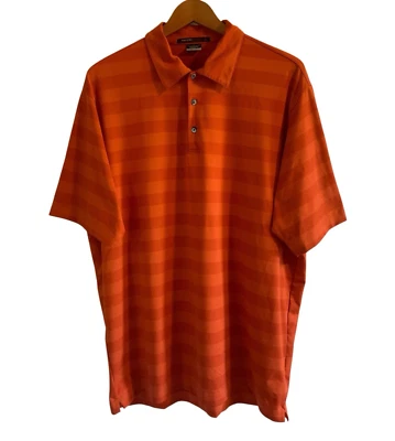 Camisa polo de golf Tiger Woods Nike para hombre grande Dri Fit naranja a rayas golf PGA Foto 1 de 4