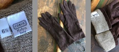 GUANTES DE MUJER COACH DE COLECCIÓN MARRÓN OSCURO ITALIA GAMUZA CUERO CACHEMIR FORRADOS 6,5 USADOS EN EXCELENTE ESTADO Foto 1 de 4