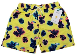 MARKS & SPENCER Kids Boys Yellow Floral Elasticated UPF 50+ 6-7 Yrs Swim Shorts - Picture 1 of 4