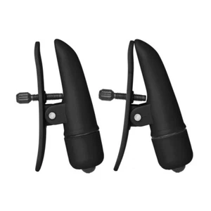 Nipplettes Vibrating Adjustable Black Nipple Clamps Arousal Orgasm Sex Fetish - Picture 1 of 4