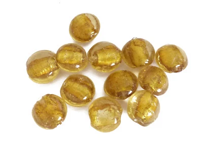 Glasperlen Linsen 12 mm altgold mit Silberfolie nenad-design 12 Perlen AN208 - Bild 1 von 3