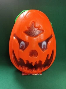 VTG HALLOWEEN JACK O LANTERN BLOW MOLD PUMPKIN CANDY CONTAINER EVIL SMILE - Picture 1 of 6